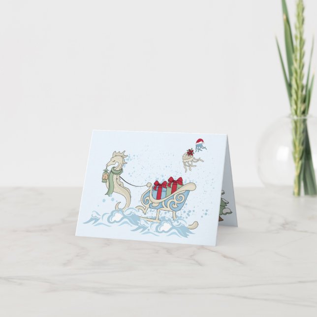 Cartes Pour Fêtes Annuelles Seahorse Sleigh Christmas (Devant)