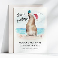 Seal Père Noël Seas et salutations Noël côtier