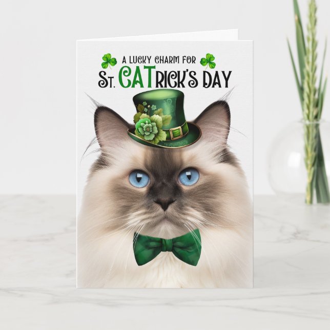 Cartes Pour Fêtes Annuelles Seal Point Ragdoll Lucky Charm St CATrick's Day (Devant)