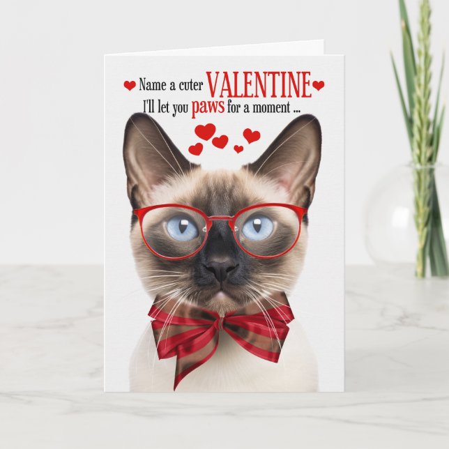 Cartes Pour Fêtes Annuelles Seal Point Siamese Chat Valentine Feline Humour (Devant)