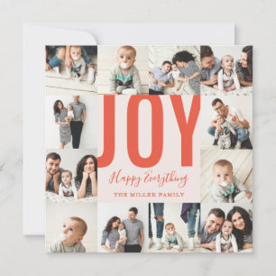 Cartes Pour Fêtes Annuelles Seamless 12 Photo Joy Happy Everything Red Blush