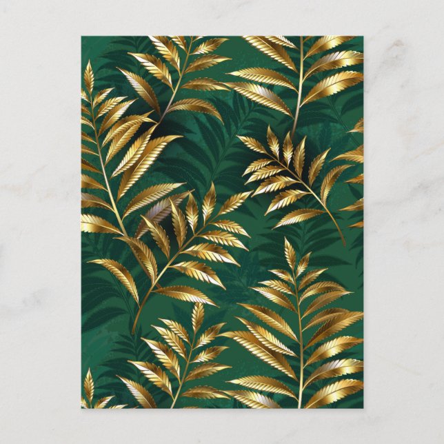 Cartes Pour Fêtes Annuelles Seamless pattern with golden ferns (Devant)
