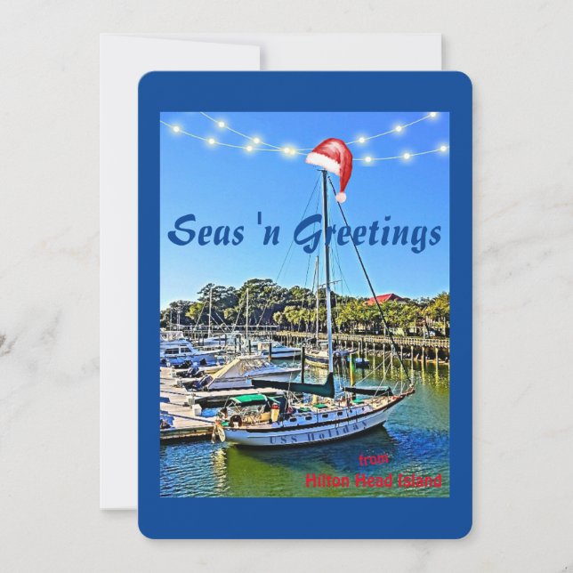 Cartes Pour Fêtes Annuelles Seas n Salutations de Hilton Head Island Christmas (Devant)