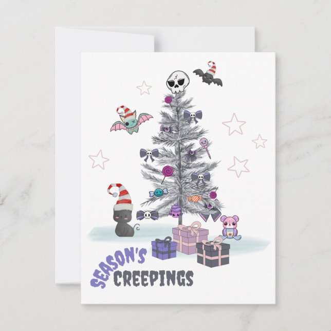 Cartes Pour Fêtes Annuelles Season's Creepings jolie Pastel Goth Christmas Car (Devant)