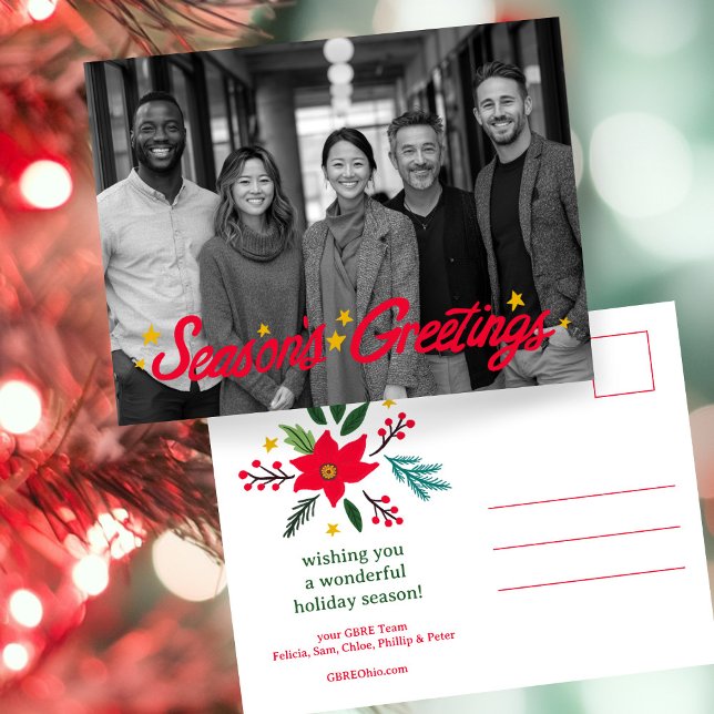 Cartes Pour Fêtes Annuelles SEASONS GREETINGS Business CUSTOM PHOTO  (SEASONS GREETINGS Business CUSTOM PHOTO Holiday Postcard
)