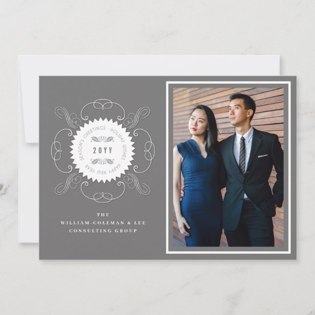 Cartes Pour Fêtes Annuelles Season's Greetings Classic Seal Photo Business (Devant)
