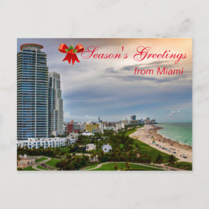 Cartes Pour Fêtes Annuelles Season's Greetings from Miami Holiday Postcard