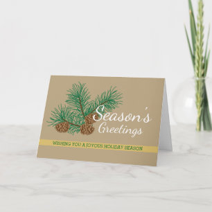 Cartes Pour Fêtes Annuelles Season's Greetings, Pine Cones, Business Holiday