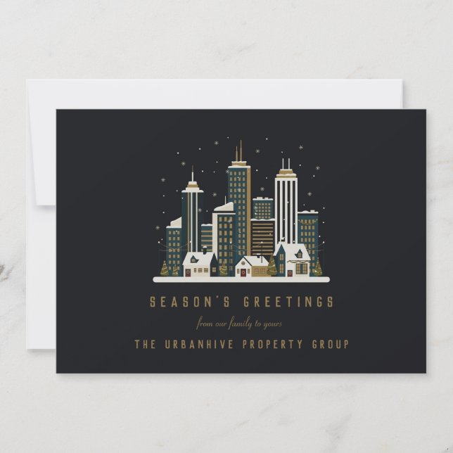 Cartes Pour Fêtes Annuelles Season's Greetings Real Estate Christmas Postcard  (Devant)