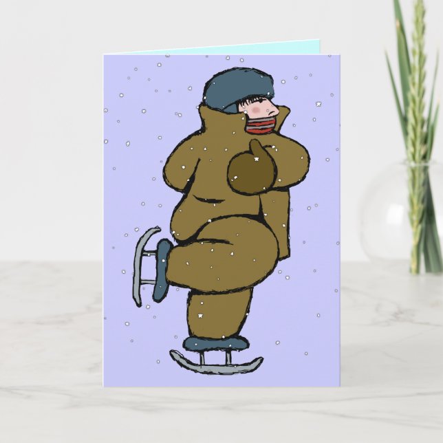 Cartes Pour Fêtes Annuelles "Seasons Wishes - Skater" (Devant)