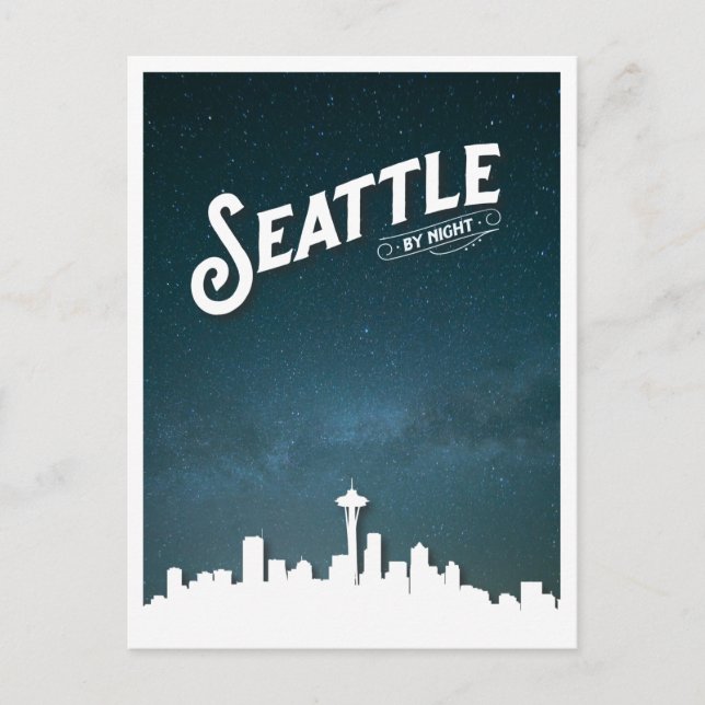 Cartes Pour Fêtes Annuelles Seattle by Night Skyline - Washington, États-Unis (Devant)