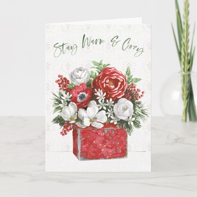 Cartes Pour Fêtes Annuelles Séjournez chaleureux et confortable (Devant)