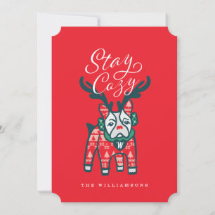 Cartes Pour Fêtes Annuelles Séjournez confortable   French Bulldog Reindeer Ch