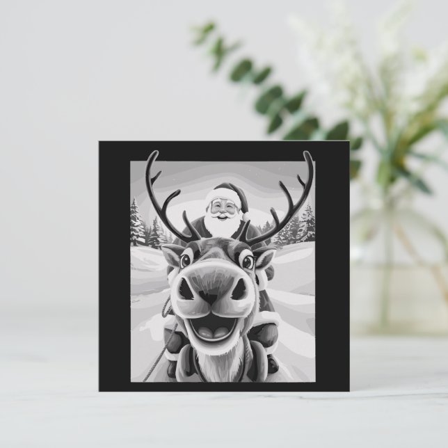 Cartes Pour Fêtes Annuelles Selfie de rennes amusant Noël Père Noël (Debout devant)
