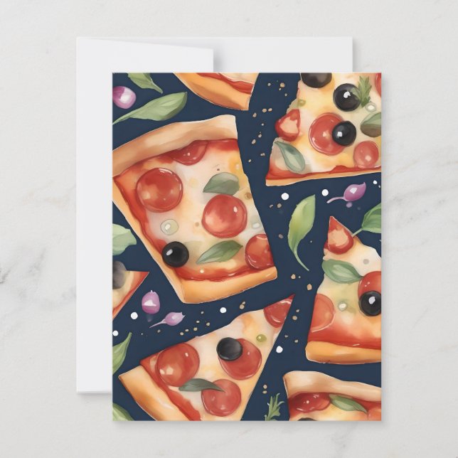 Cartes Pour Fêtes Annuelles Semaine nationale de la pizza E - Aquarelles (Devant)