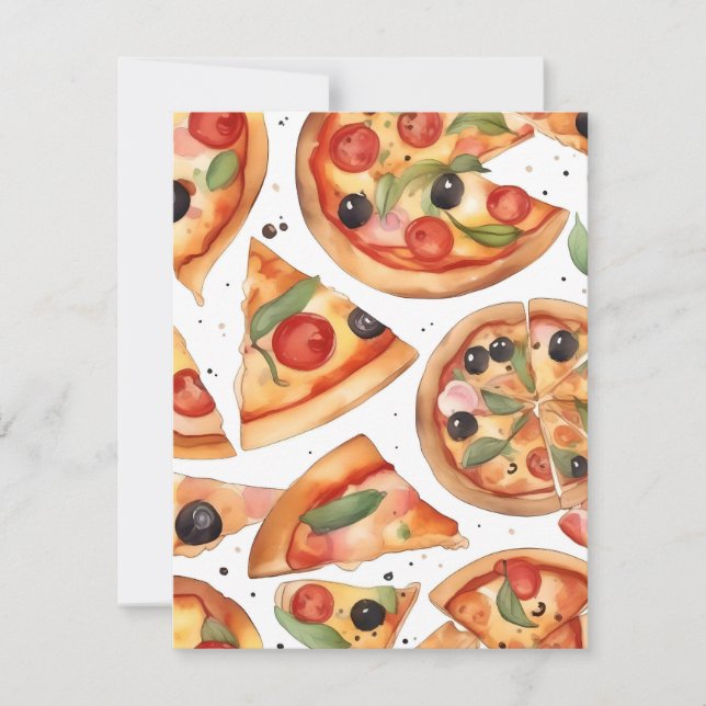 Cartes Pour Fêtes Annuelles Semaine nationale de la pizza F - Aquarelles (Devant)