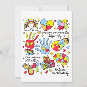 Cartes Pour Fêtes Annuelles Sensibilisation sur l'autisme Embrasser la diversi