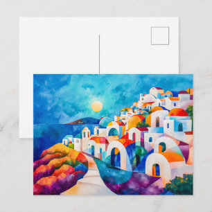 Cartes Pour Fêtes Annuelles Sentier de Santorin vers la mer