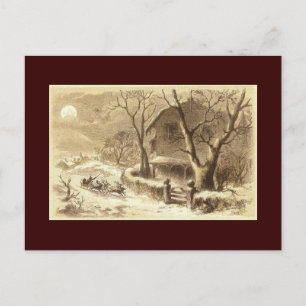 Cartes Pour Fêtes Annuelles Sepia Père Noël et Reindeer