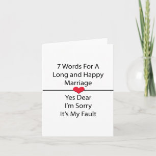 Cartes Pour Fêtes Annuelles Sept mots pour un mariage long et heureux