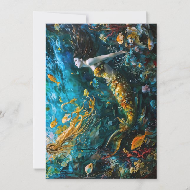 Cartes Pour Fêtes Annuelles "Seraphina" - Belle Sirène Mystique (Devant)