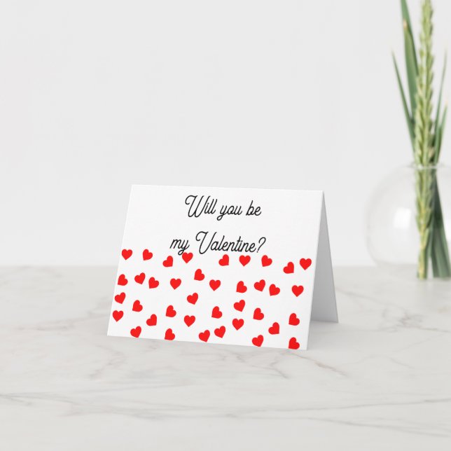 Cartes Pour Fêtes Annuelles Seras-tu ma Saint-Valentin ? Coeurs rouges joueurs (Devant)