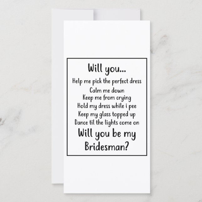 Cartes Pour Fêtes Annuelles Seras-tu mon Bridesman (Devant)