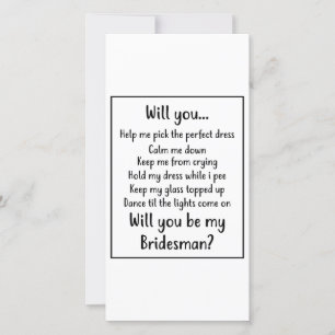 Cartes Pour Fêtes Annuelles Seras-tu mon Bridesman