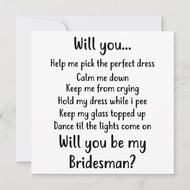 Cartes Pour Fêtes Annuelles Seras-tu mon Bridesman (Devant)