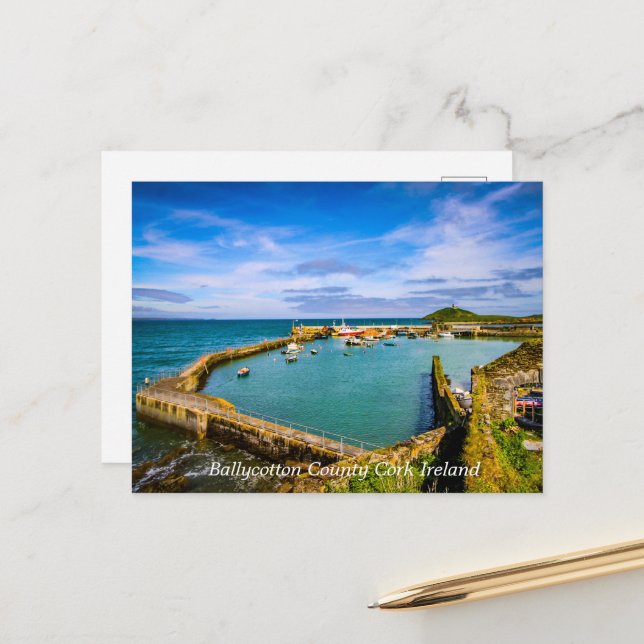 Cartes Pour Fêtes Annuelles Sérénité à Ballycotton Harbour (Devant/Arrière en situation)