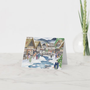Cartes Pour Fêtes Annuelles Sérénité d'hiver dans un village japonais Noël