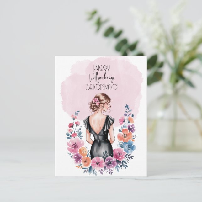 Cartes Pour Fêtes Annuelles Serez-Vous Ma Femme D'Accueil Florale ? (Debout devant)