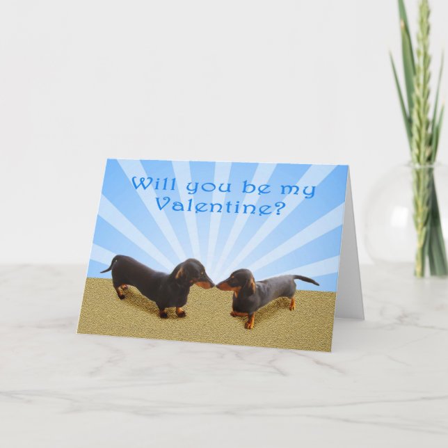 Cartes Pour Fêtes Annuelles Serez-vous ma Saint Valentin, deux Dachsunds (Devant)