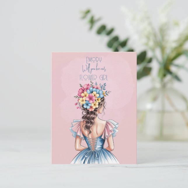 Cartes Pour Fêtes Annuelles Serez-Vous Notre Fille Fleur Floral (Debout devant)