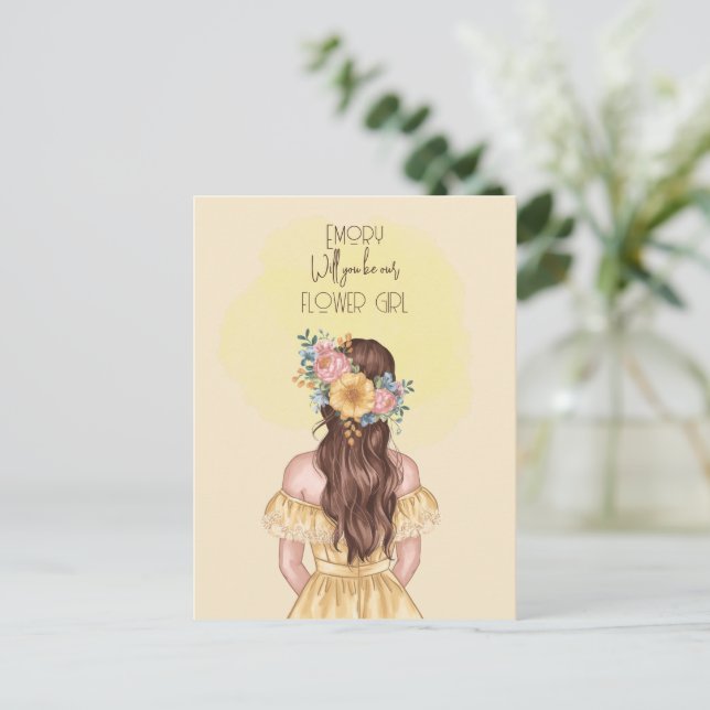 Cartes Pour Fêtes Annuelles Serez-Vous Notre Fille Fleur Floral (Debout devant)