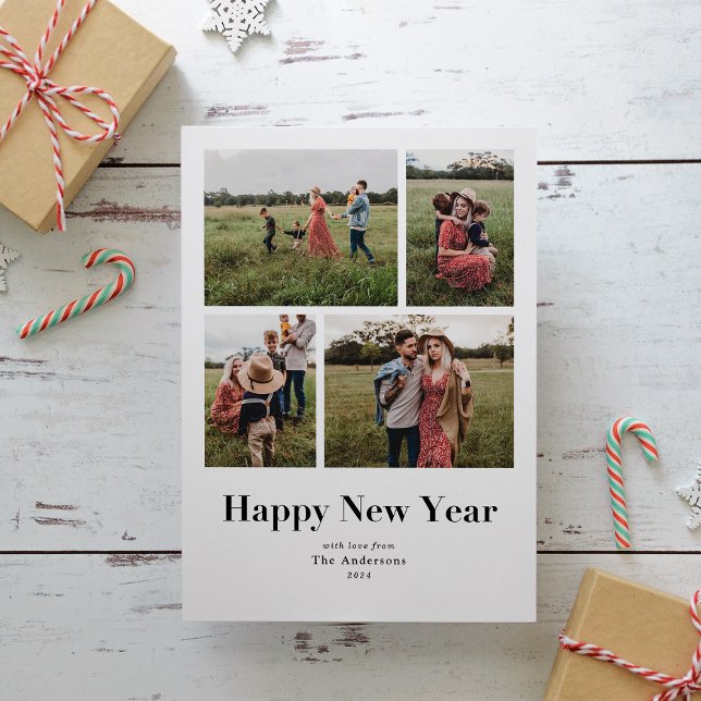 Cartes Pour Fêtes Annuelles Serif moderne photo multiple Bonne année (Créateur téléchargé)