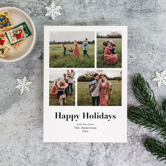 Cartes Pour Fêtes Annuelles Serif moderne photos multiples Joyeux jours fériés
