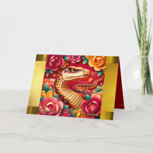 Cartes Pour Fêtes Annuelles Serpent chinois du Nouvel An Origami style 2025 so