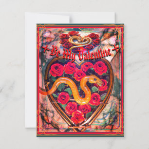 Cartes Pour Fêtes Annuelles Serpent, Coeur et Roses Poster de Saint Valentin