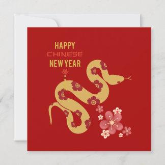 Cartes Pour Fêtes Annuelles Serpent Motif Fleur Rouge Bonne année chinoise