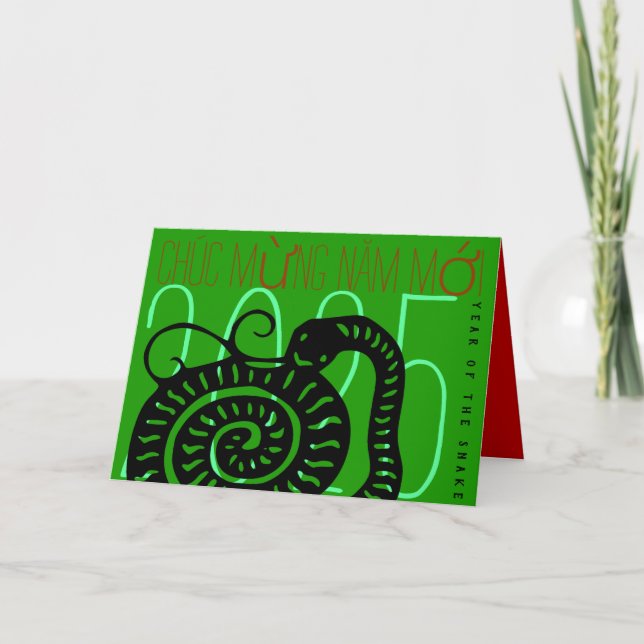 Cartes Pour Fêtes Annuelles Serpent vietnamien moderne Nouvel An 2025 HGC Holi (Devant)
