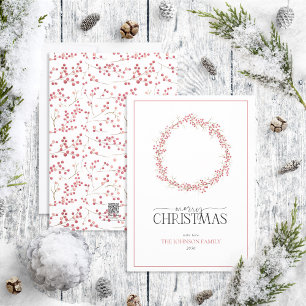 Cartes Pour Fêtes Annuelles Serre de Berry Rouge naturel Joyeux Script de Noël