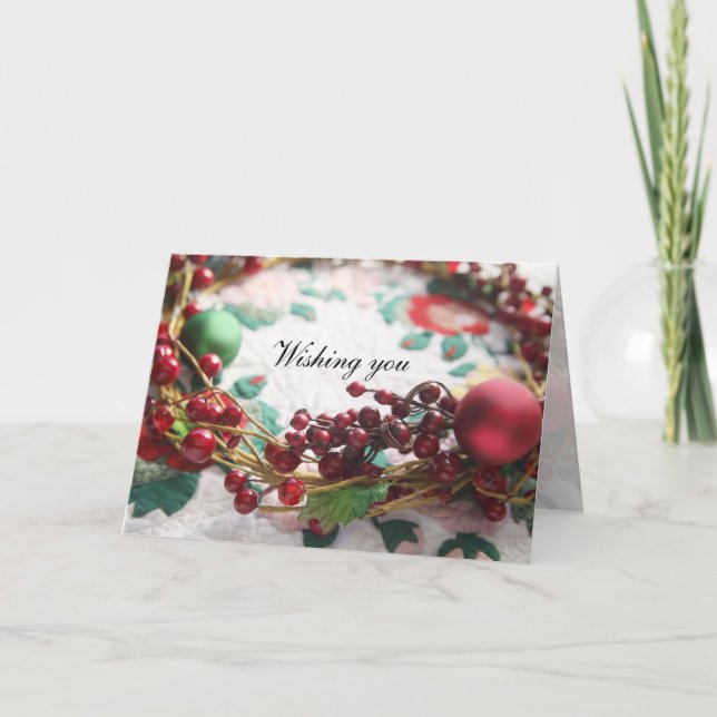 Cartes Pour Fêtes Annuelles Serre de courge avec baies sur une courtepointe No (Devant)