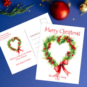 Cartes Pour Fêtes Annuelles Serre de Noël en forme de coeur avec Bow rouge