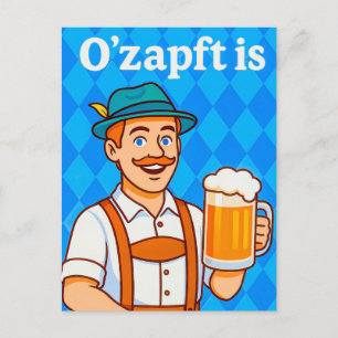 Cartes Pour Fêtes Annuelles Serveur de dessin animé en lederhosen avec bière