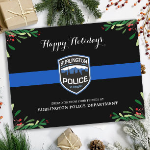 Cartes Pour Fêtes Annuelles Service de police de la Ligne Bleue fine Noël