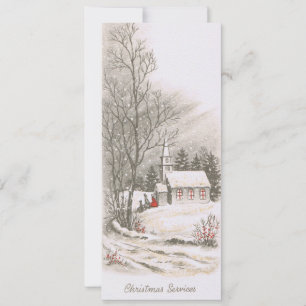 Cartes Pour Fêtes Annuelles Service d'église de Noël Vintage