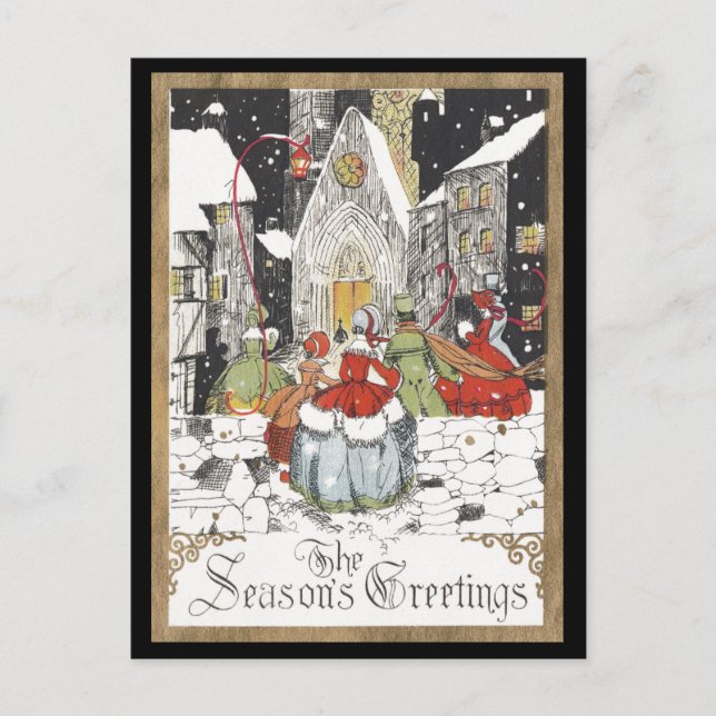 Cartes Pour Fêtes Annuelles Services de Noël à l'église Ye Olde (Devant)