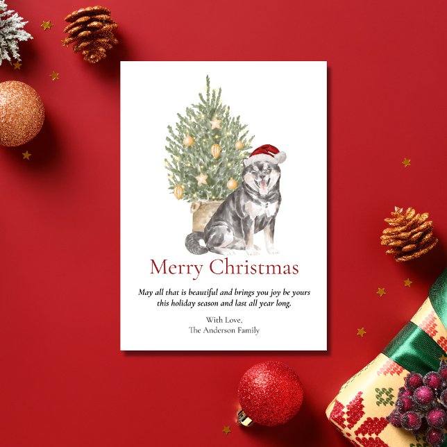 Cartes Pour Fêtes Annuelles Sesame Shiba Inu et Christmas Tree Pet Dog (Créateur téléchargé)