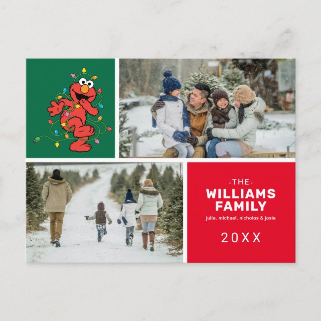Cartes Pour Fêtes Annuelles Sesame Street Elmo Famille de Noël (Devant)